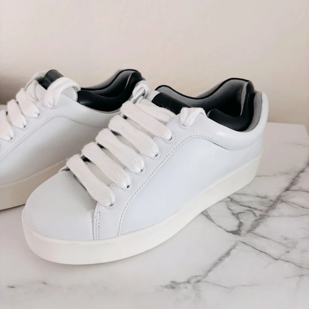 Rag & Bone Retro‎ Pro Leather Chunky Sneakers Size 39 US 9 White Black Ortholite